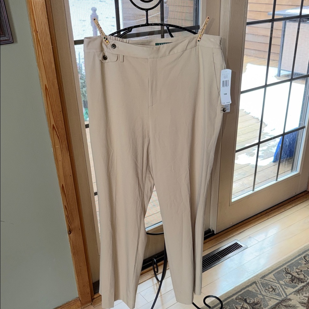 Lauren Ralph Lauren Middleburg-F Tan Dress Pants Womens 18W Straight Leg NWT